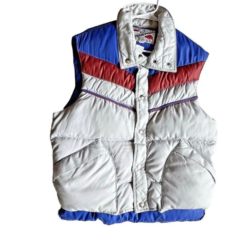 Campusport vest front unisex button sleeveless winter warm multicolor size L - Picture 1 of 9